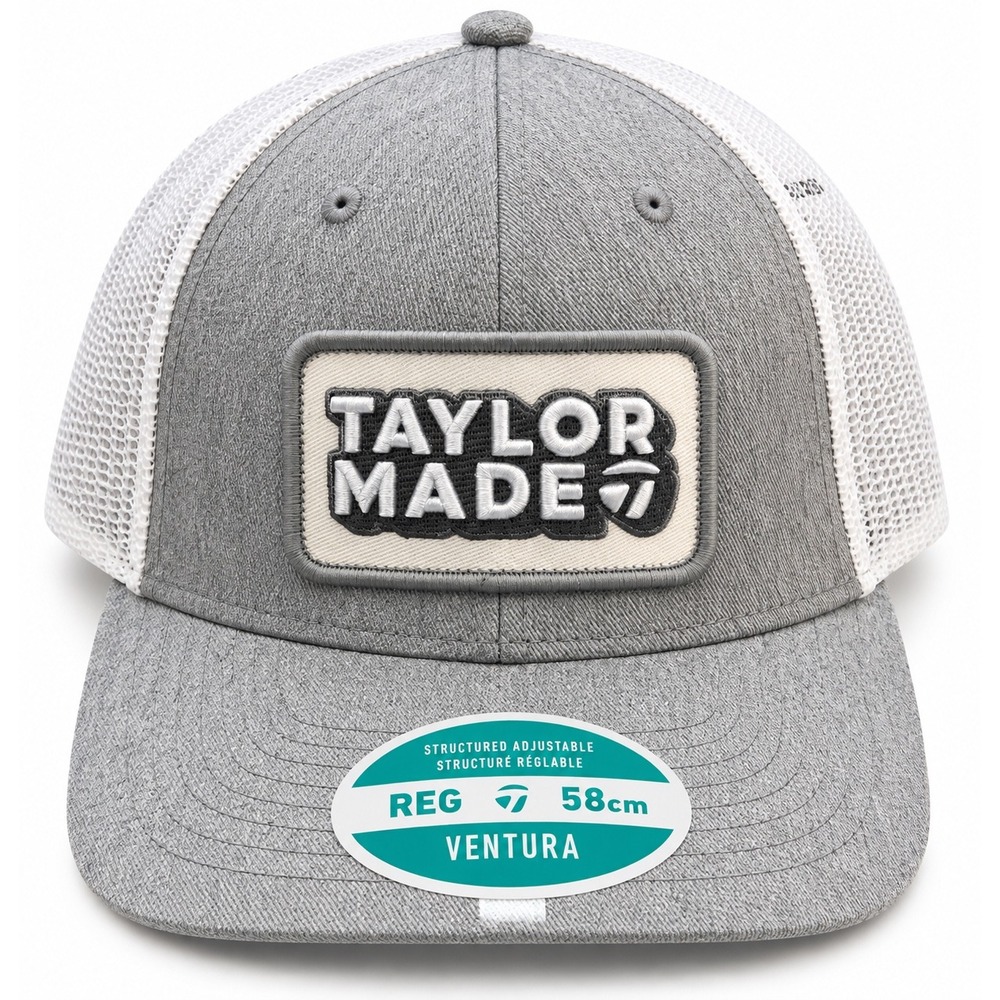 TaylorMade Ventura Retro Trucker Golf Hat Gray White Golf Snapback Cap Adult $35